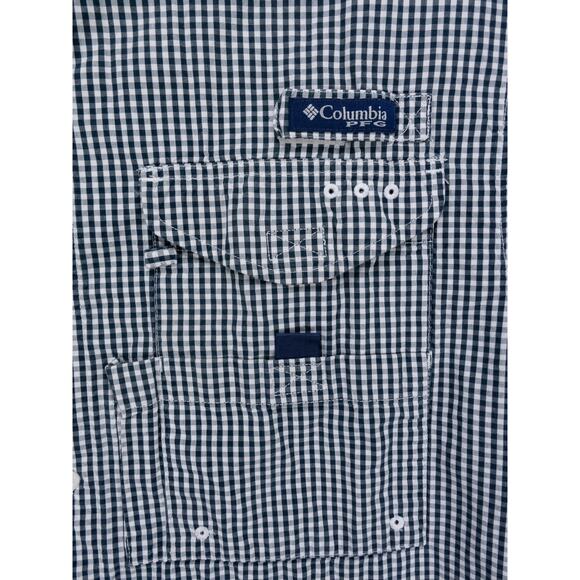 Columbia PFG Shirt Mens Small Black White Gingham Super Bonehead Short Sleeve - Picture 5 of 14